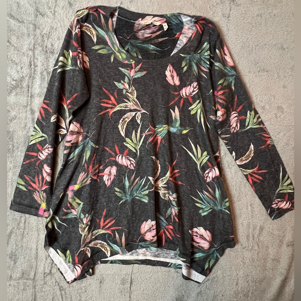Soft Surroundings Long SleeveFloral Top Women’s Sz M Soft Cozy‎